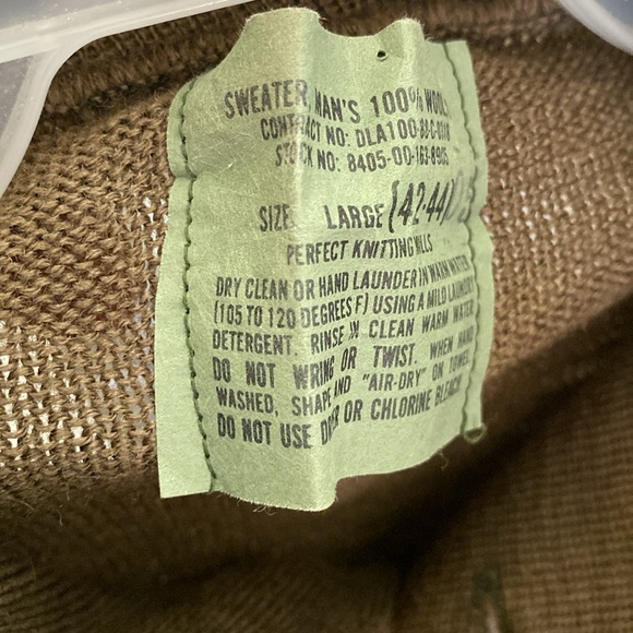 Perfect Knitting Mills Men’s Military 100% Wool Sweater Size L - Picture 7 of 7